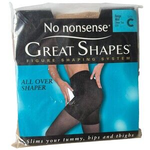 No Nonsense Great Shapes Nylon Pantyhose C Beige Mist Sheer Toe Shaper USA Made